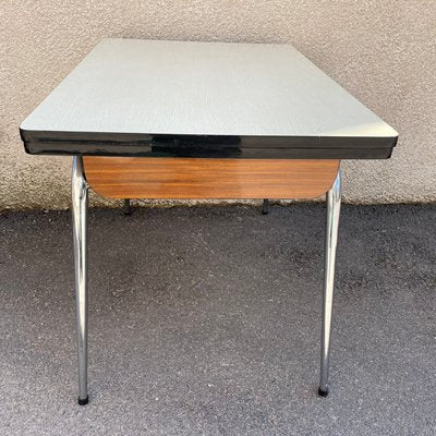 Light Yellow & Brown Formica Dining Table & Chairs Set, 1950s, Set of 5-SDV-875771