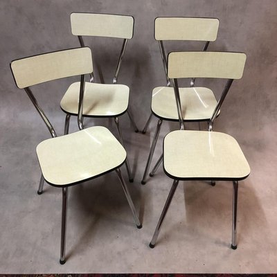 Light Yellow Resopal Side Chairs, 1950s, Set of 4-SDV-729368