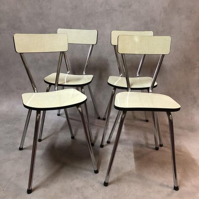 Light Yellow Resopal Side Chairs, 1950s, Set of 4-SDV-729368