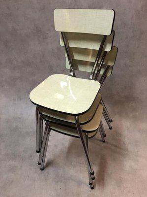 Light Yellow Resopal Side Chairs, 1950s, Set of 4-SDV-729368