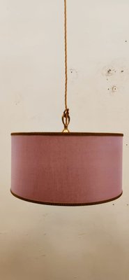 Lilac Fabric & Gold Silk Cable Pendant Lamp-QLH-1187849