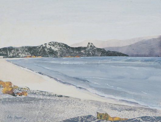 Lily Masson, The Long Beach, 1984, Tempera Drawing and Collage-KHH-1201158