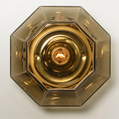 Limburg Geometric Smoked Glass and Brass Wall Lights, 1970s-VDW-2027321