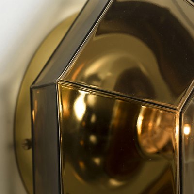 Limburg Geometric Smoked Glass and Brass Wall Lights, 1970s-VDW-2027321