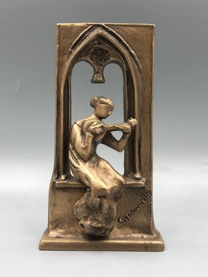 Limited Bronze Figure of Lute Player by Gyarmathy János, 1960s-XOP-2035029