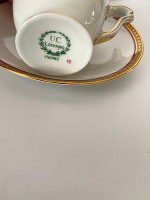 Limoges Porcelain and 24-Karat Gold Coffee Service, 1930s, Set of 19-UR-1431400