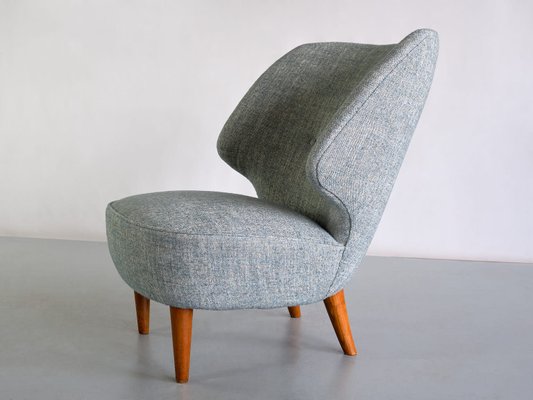 Linen and Elm Easy Chair by Sven Staaf from Almgren & Staaf, 1953-FMT-1389484