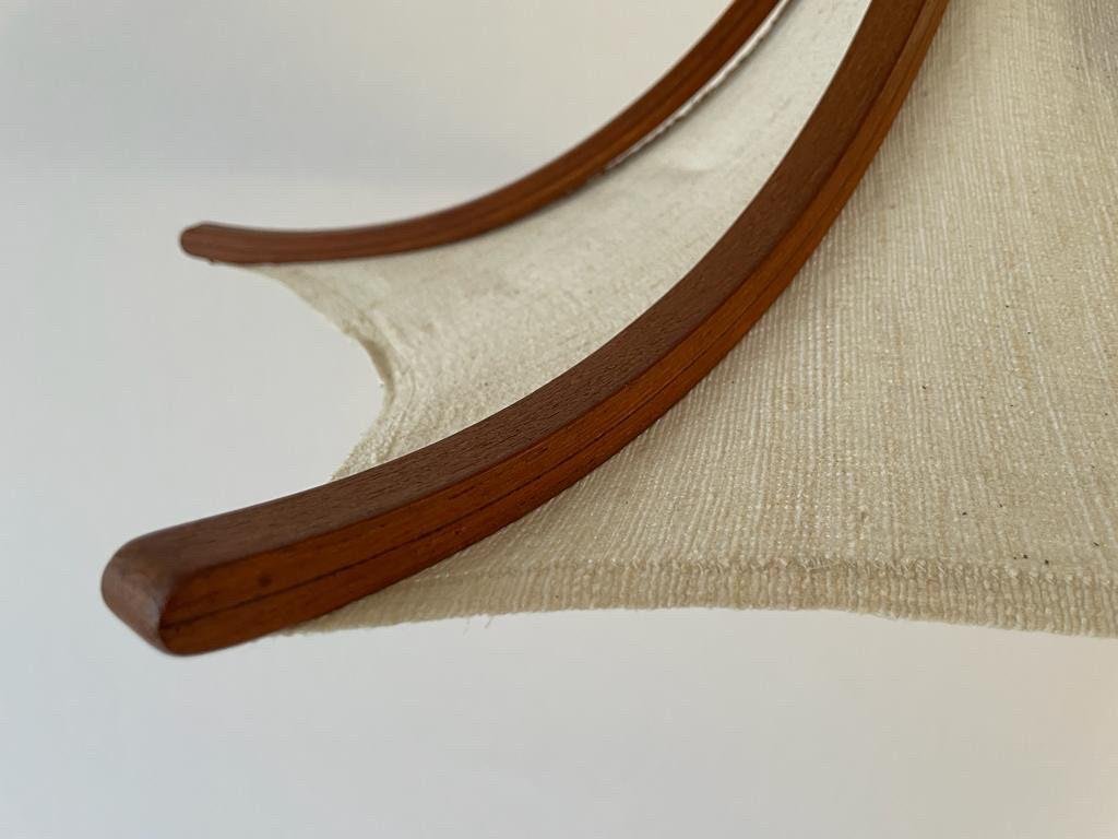 Linen and Wood Adjustable Pendant Lamp from Domus, Italy, 1980s