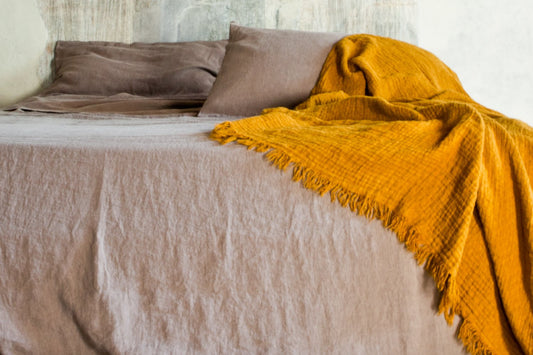 Linen Tasseled Throw Blanket by Once Milano