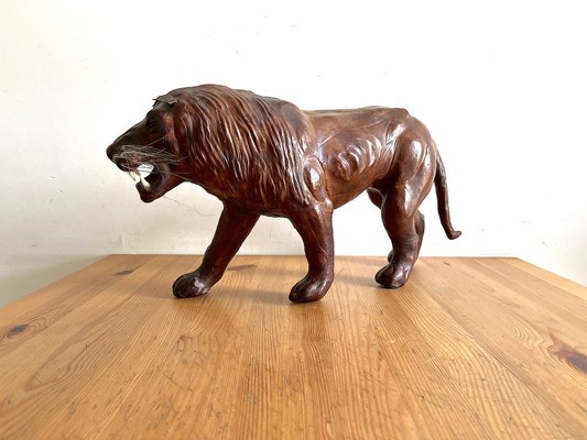 Lion Figure in Leather, 1960s-AAR-1339004