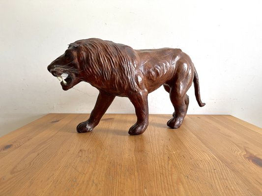 Lion Figure in Leather, 1960s-AAR-1339004