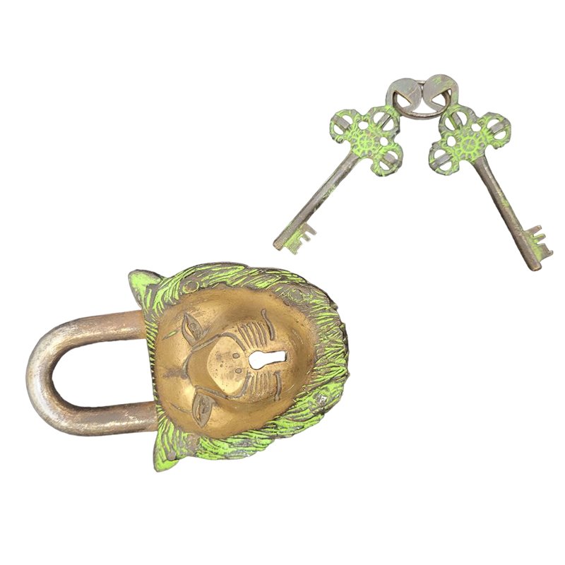 Lions Brass Metal Padlock