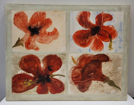 Lis Petersen, Poppies, Collage & Watercolor on Canvas, 2008