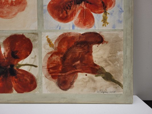 Lis Petersen, Poppies, Collage & Watercolor on Canvas, 2008-NUC-1719930