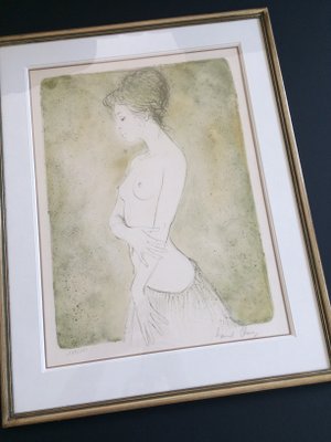 Lithograph, Naked Lady with Skirt, Bernard Chang, 1970s-RQV-988389