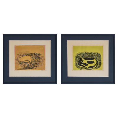 Lithographies in Blue Frames by Axel Salto, 1930s, Set of 2-WRF-1112324