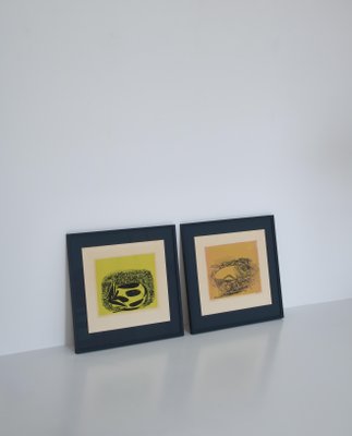 Lithographies in Blue Frames by Axel Salto, 1930s, Set of 2-WRF-1112324