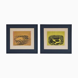 Lithographies in Blue Frames by Axel Salto, 1930s, Set of 2-WRF-1112324