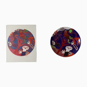 Lithography & Ceramic Wall Plate by Corneille, Set of 2-DXL-1124250