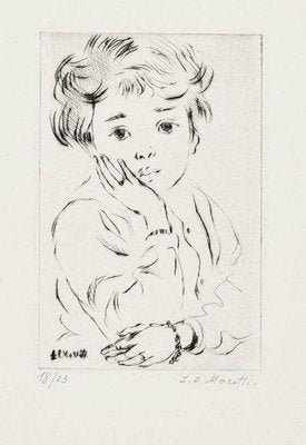 Little Girl - Original Etching by L.-P. Moretti - 1950s 1950s-ZCI-758661