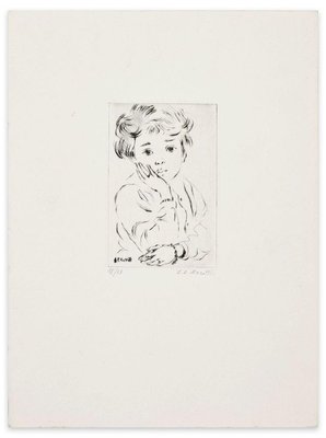 Little Girl - Original Etching by L.-P. Moretti - 1950s 1950s-ZCI-758661