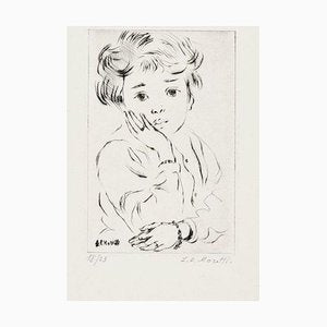 Little Girl - Original Etching by L.-P. Moretti - 1950s 1950s-ZCI-758661