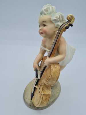 Little Girl with Cello in Ceramic by Arturo Pannunzio, 1950s-OZS-1395850