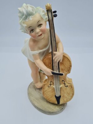 Little Girl with Cello in Ceramic by Arturo Pannunzio, 1950s-OZS-1395850