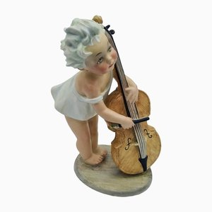 Little Girl with Cello in Ceramic by Arturo Pannunzio, 1950s-OZS-1395850