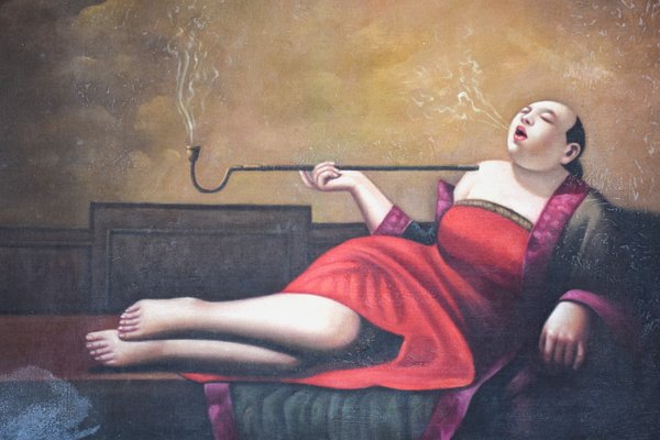 Liu Bao Jun, The Opium Smoker, 1980s, Oil on Canvas-BTG-1702291