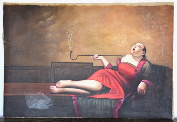 Liu Bao Jun, The Opium Smoker, 1980s, Oil on Canvas-BTG-1702291