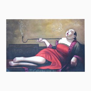 Liu Bao Jun, The Opium Smoker, 1980s, Oil on Canvas-BTG-1702291