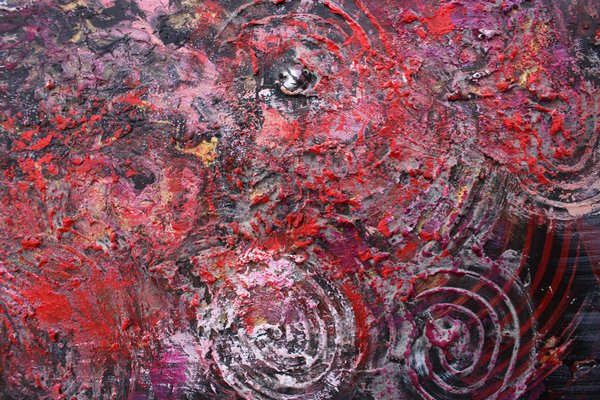 Liubov Juravliova, Abstrait Rouge et Doré, 2023, Acrylic on Canvas-CHG-2030743