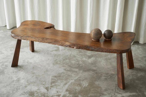 Live Edge Elm Coffee Table, 1940s-FEW-2024248