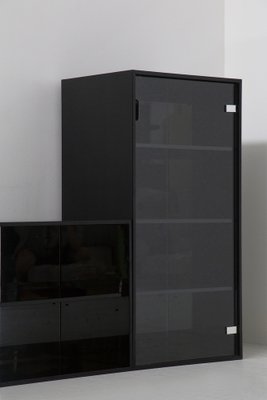 Living Room and Bookcase Set in Black attributed to Acerbis, 1970, Set of 2-RCE-1720065