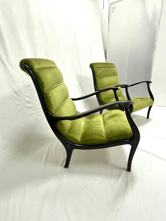 Living Room Chairs with Ribbed Backrests by Ezio Longhi for Elam, Italy, 1960s, Set of 2