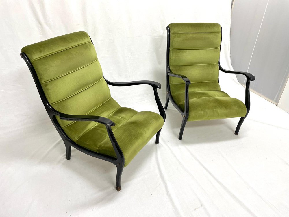 Living Room Chairs with Ribbed Backrests by Ezio Longhi for Elam, Italy, 1960s, Set of 2