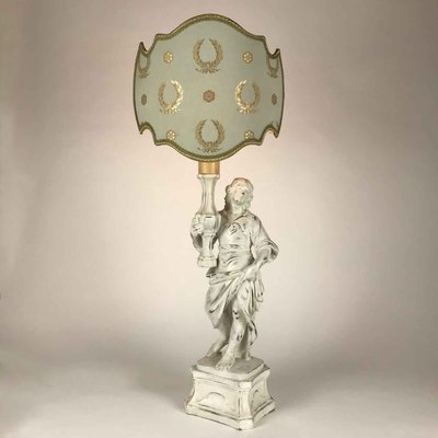 Living Room Lamp in Carved and White Lacquered Wood, 1980s-TBU-2023769