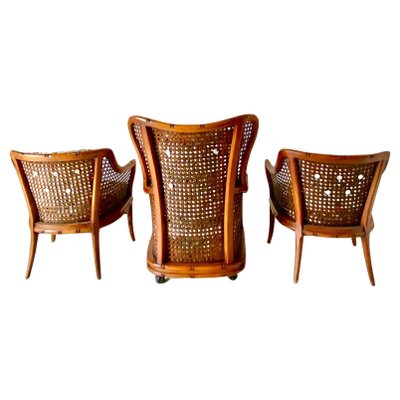 Living Room Set in Fake Bamboo and Rattan from Giorgetti Italia, 1970s, Set of 3-TOI-1742906