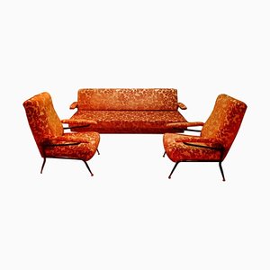 Living Room Set with Sofa & Chairs, 1960s, Set of 3-FIP-835870