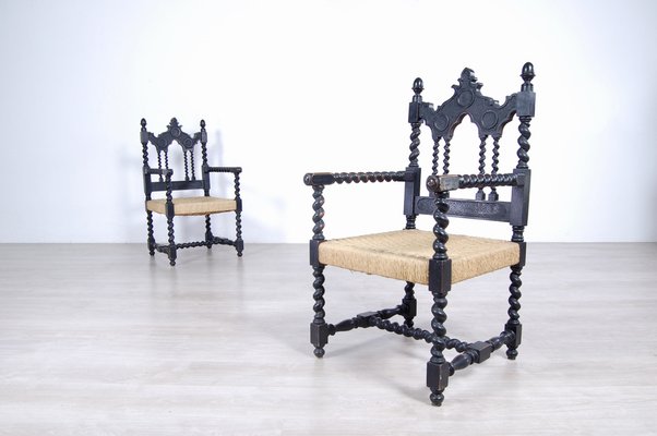 Living Room Set with Turned Legs, Italy, Late 1800s, Set of 8-XSG-1029478