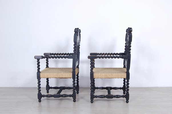 Living Room Set with Turned Legs, Italy, Late 1800s, Set of 8-XSG-1029478