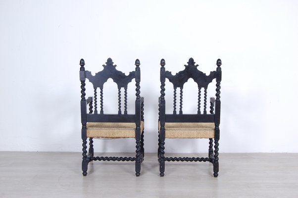 Living Room Set with Turned Legs, Italy, Late 1800s, Set of 8-XSG-1029478