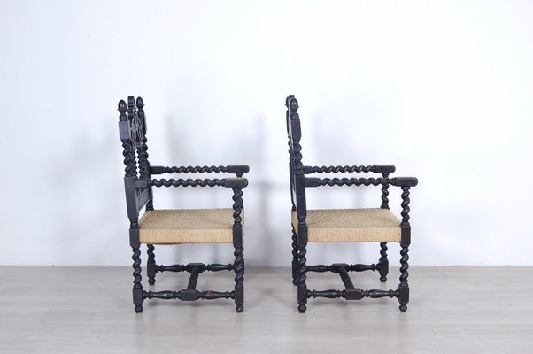 Living Room Set with Turned Legs, Italy, Late 1800s, Set of 8-XSG-1029478