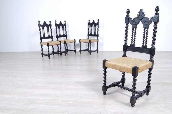 Living Room Set with Turned Legs, Italy, Late 1800s, Set of 8-XSG-1029478