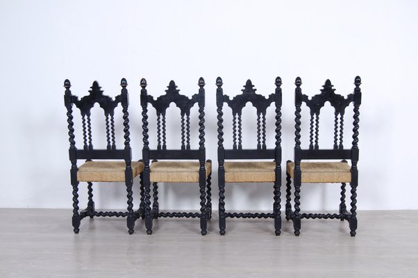 Living Room Set with Turned Legs, Italy, Late 1800s, Set of 8-XSG-1029478