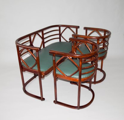 Living Room Sofa & Armchairs attributed to Josef Hoffmann, 1900s, Set of 3-TZ-1373790