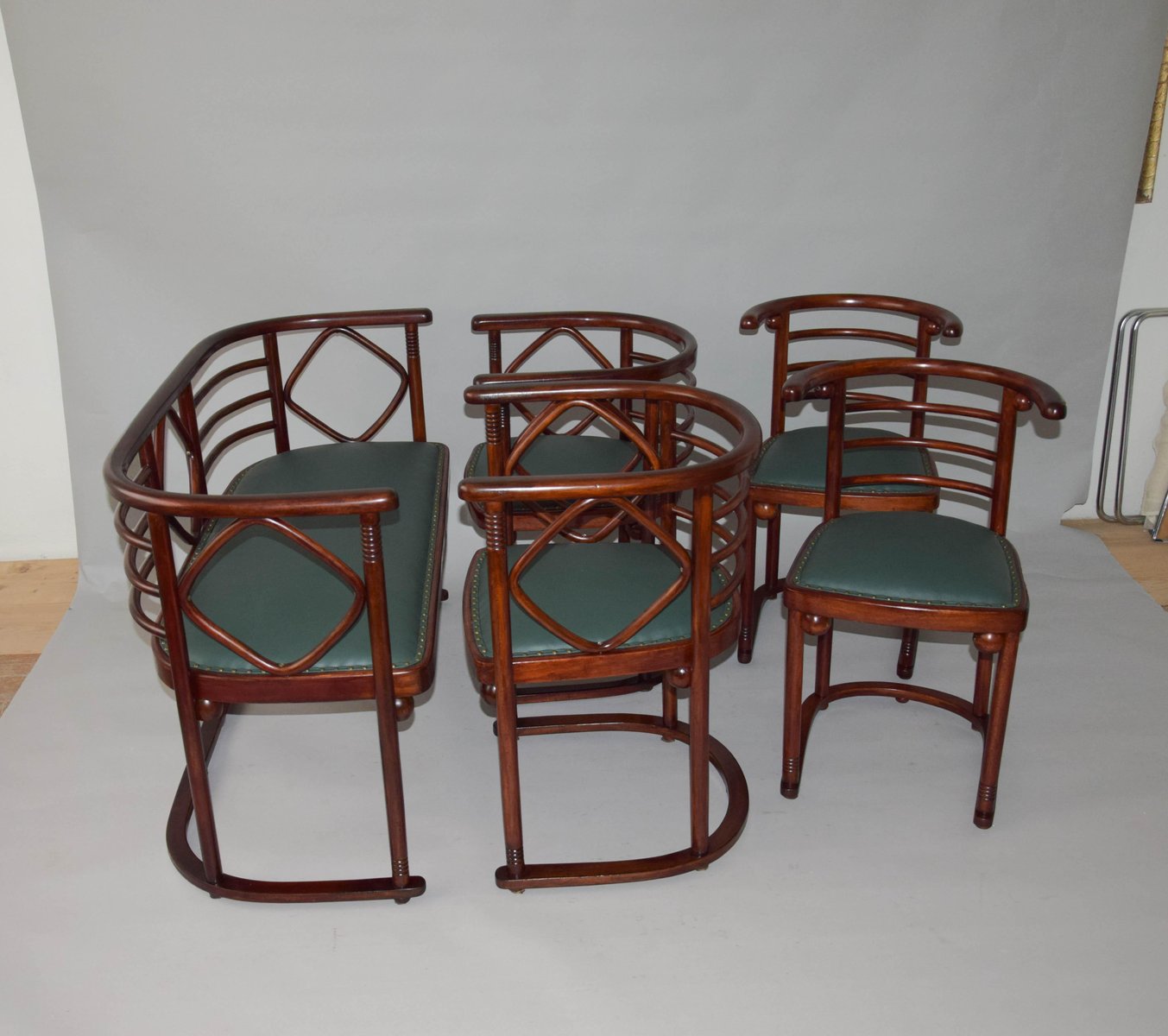 Living Room Sofa & Armchairs attributed to Josef Hoffmann, 1900s, Set of 3