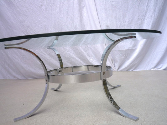 Living Room Table in Glass and Chrome, 1980s