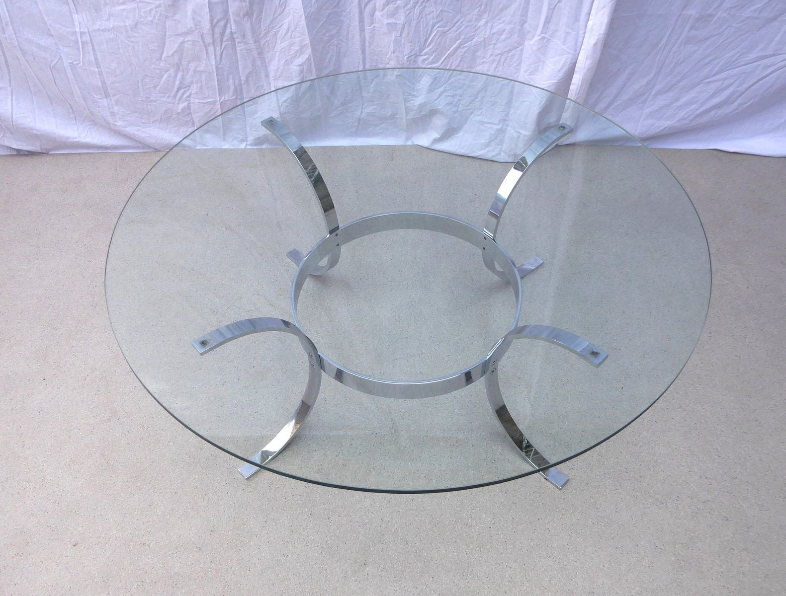 Living Room Table in Glass and Chrome, 1980s